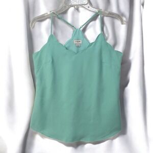 J.Crew Woman‎ Size 0 Cami Top Scalloped Sleeveless Tank Blouse Mint Green Lined